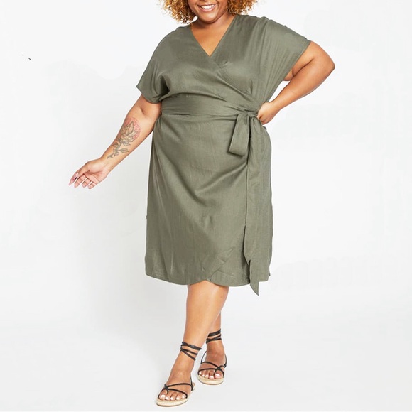 Universal Standard Tulip Hem Linen Blend Wrap Dress - Picture 1 of 9